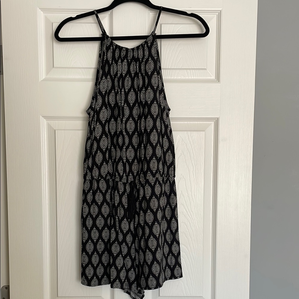 Elegant Black and White Patterned Romper